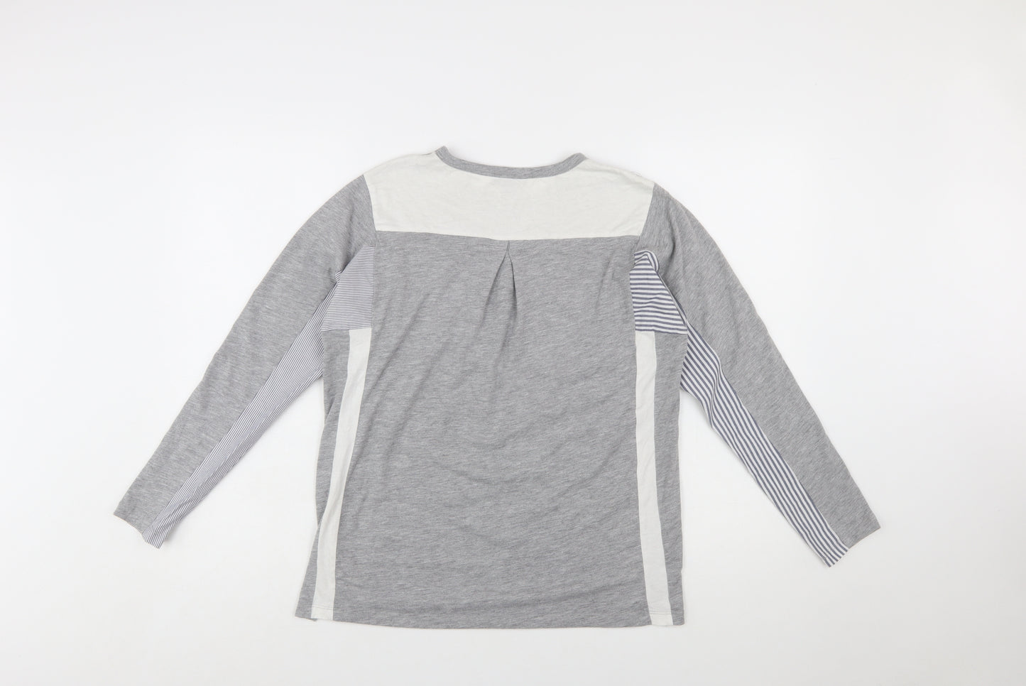 Topshop Women’s Grey Colourblock Long Sleeve Jersey T-Shirt Size 6