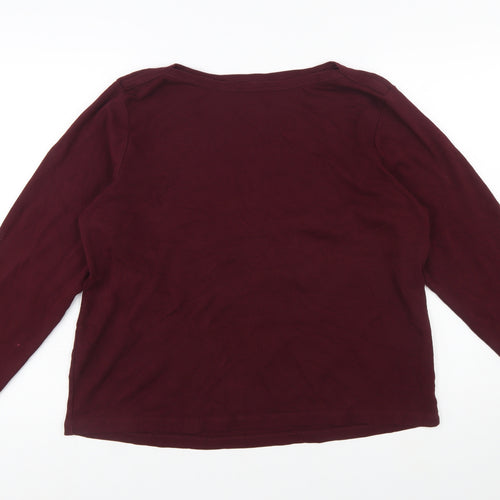 Cotton Traders Womens Burgundy Long Sleeve Plus Size 24 Cotton T-Shirt