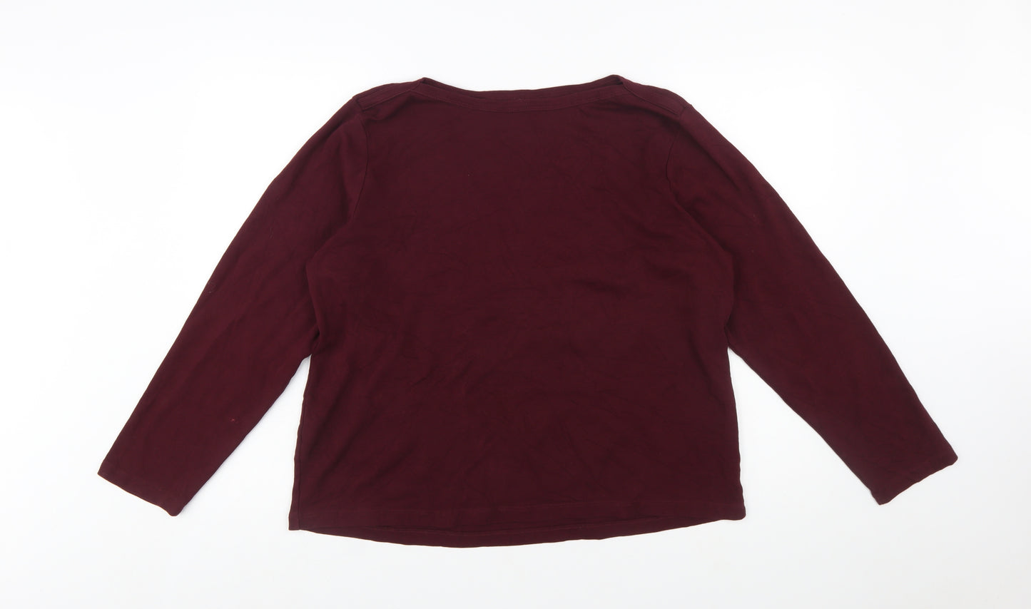 Cotton Traders Womens Burgundy Long Sleeve Plus Size 24 Cotton T-Shirt