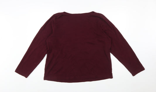 Cotton Traders Womens Burgundy Long Sleeve Plus Size 24 Cotton T-Shirt
