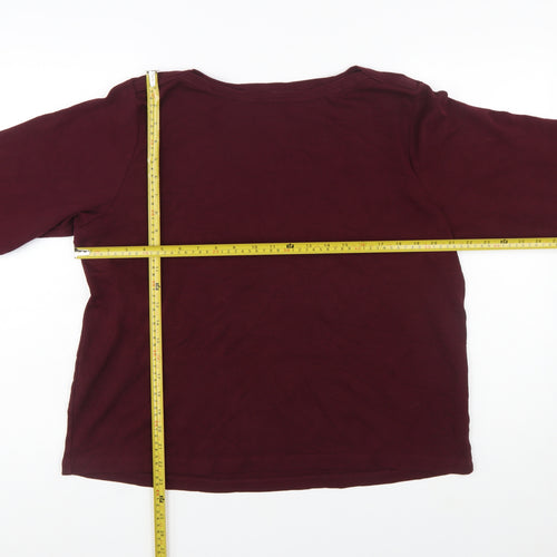 Cotton Traders Womens Burgundy Long Sleeve Plus Size 24 Cotton T-Shirt