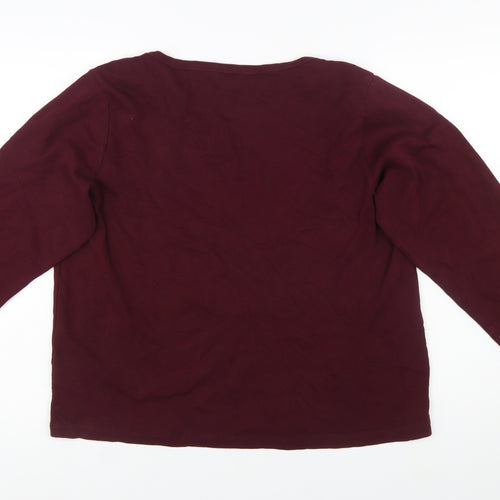 Cotton Traders Womens Burgundy Long Sleeve Plus Size 24 Cotton T-Shirt