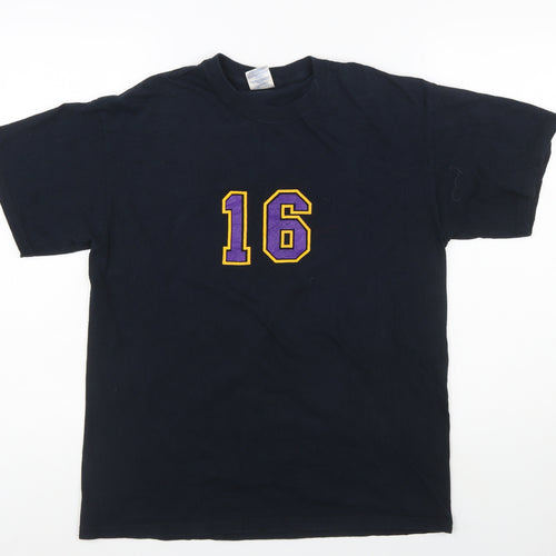 Gildan Unisex Black Sports Number 16 Cotton T-Shirt Size M