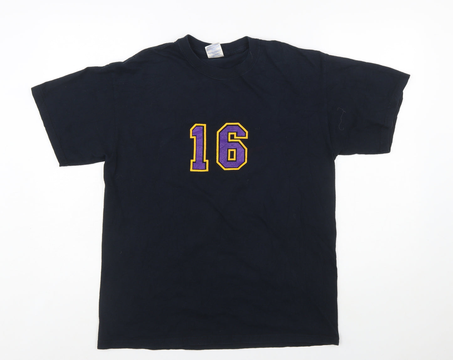 Gildan Unisex Black Sports Number 16 Cotton T-Shirt Size M