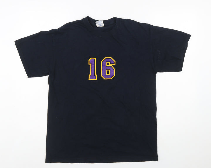 Gildan Unisex Black Sports Number 16 Cotton T-Shirt Size M