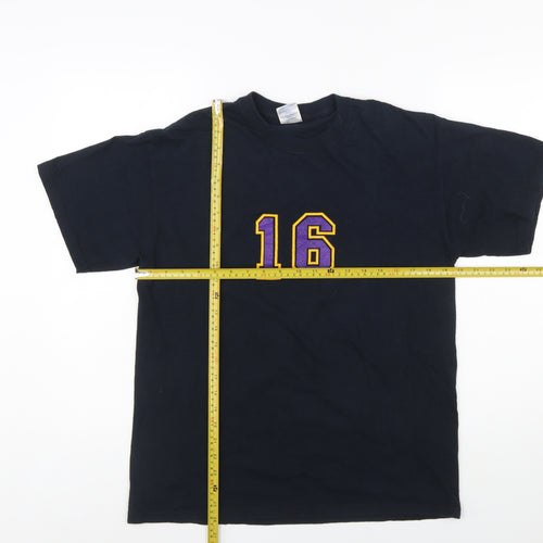 Gildan Unisex Black Sports Number 16 Cotton T-Shirt Size M