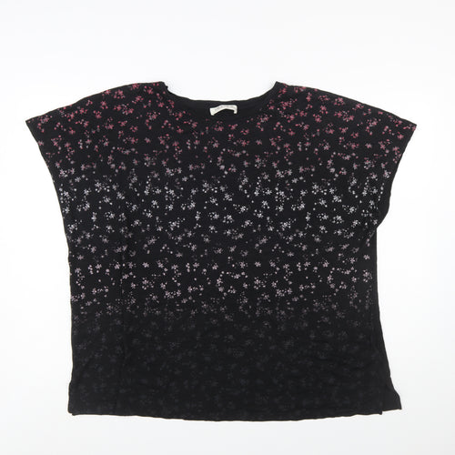 Marks and Spencer Women's Black Floral Modal Cotton T-Shirt Size 20