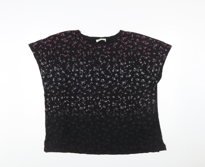 Marks and Spencer Women's Black Floral Modal Cotton T-Shirt Size 20
