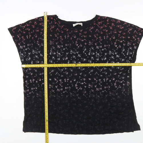 Marks and Spencer Women's Black Floral Modal Cotton T-Shirt Size 20