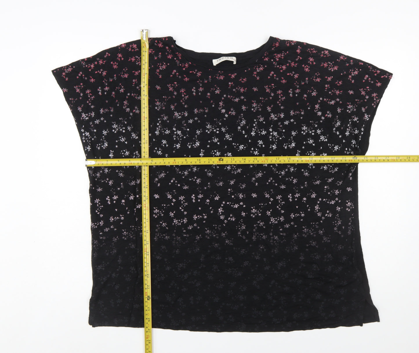 Marks and Spencer Women's Black Floral Modal Cotton T-Shirt Size 20