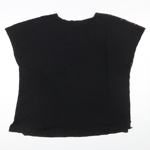 Marks and Spencer Women's Black Floral Modal Cotton T-Shirt Size 20