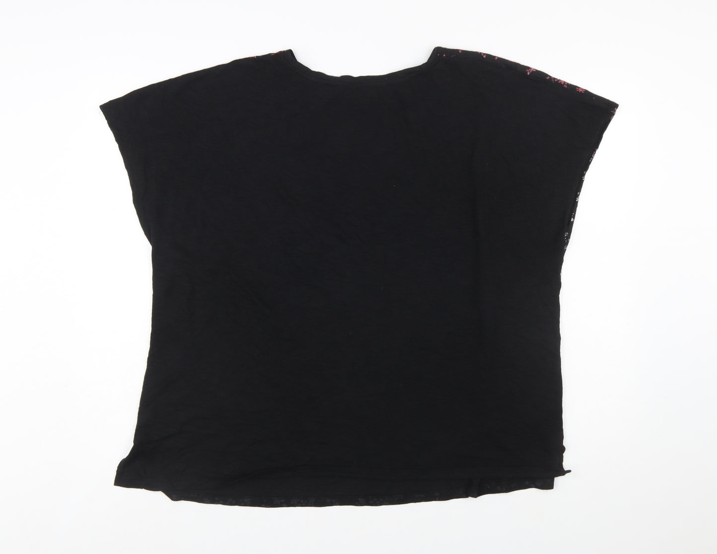 Marks and Spencer Women's Black Floral Modal Cotton T-Shirt Size 20