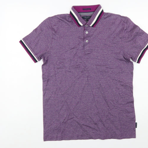 Ted Baker Men's Purple Cotton Short Sleeve Polo Shirt Size M