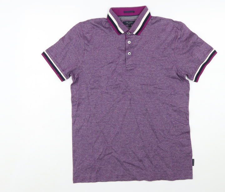 Ted Baker Men's Purple Cotton Short Sleeve Polo Shirt Size M