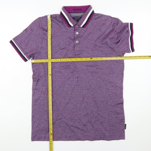 Ted Baker Men's Purple Cotton Short Sleeve Polo Shirt Size M