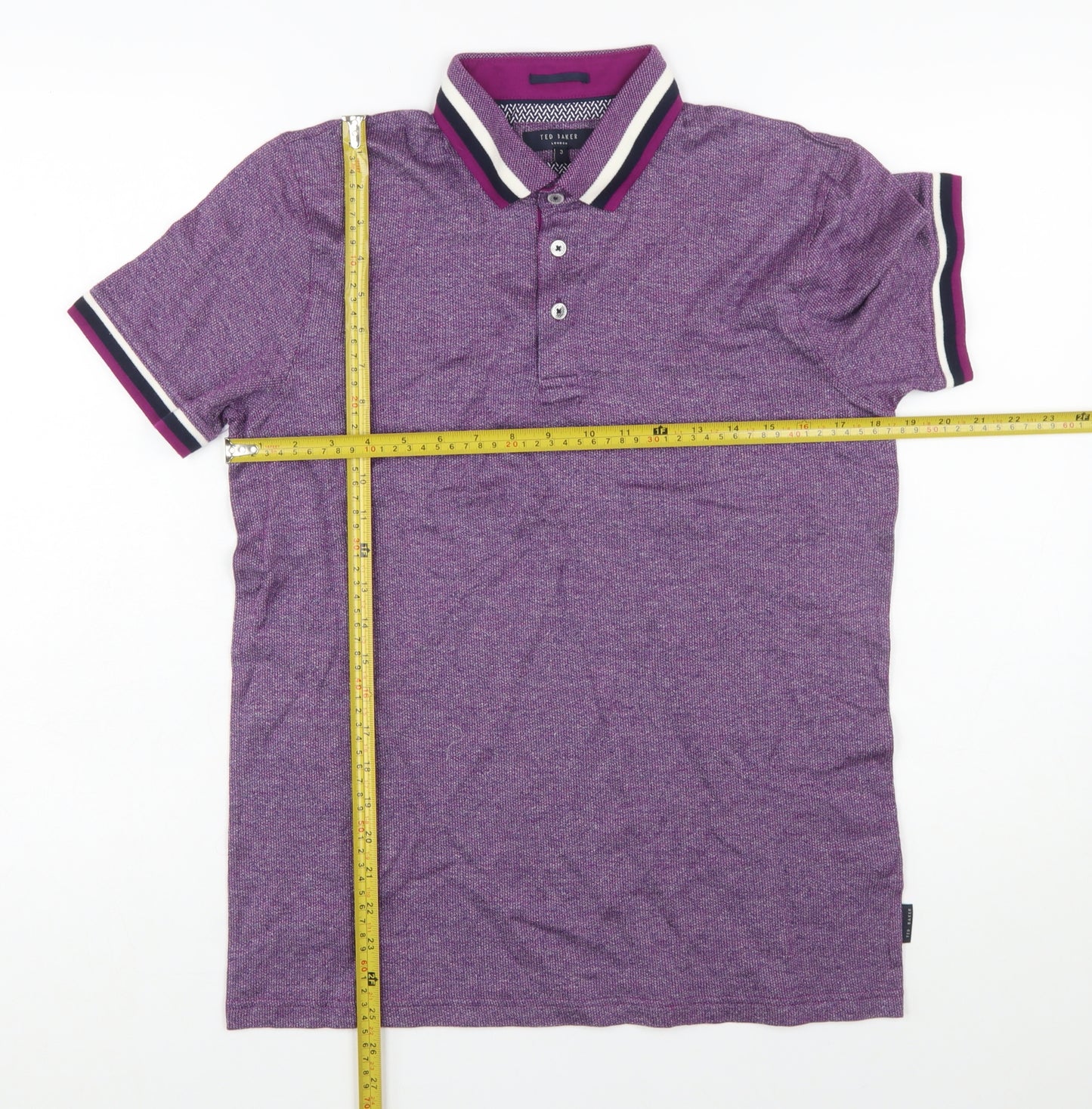 Ted Baker Men's Purple Cotton Short Sleeve Polo Shirt Size M