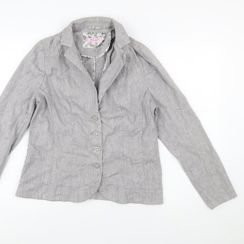 Marks and Spencer Per Una Grey Linen Blend Blazer Womens Size 16