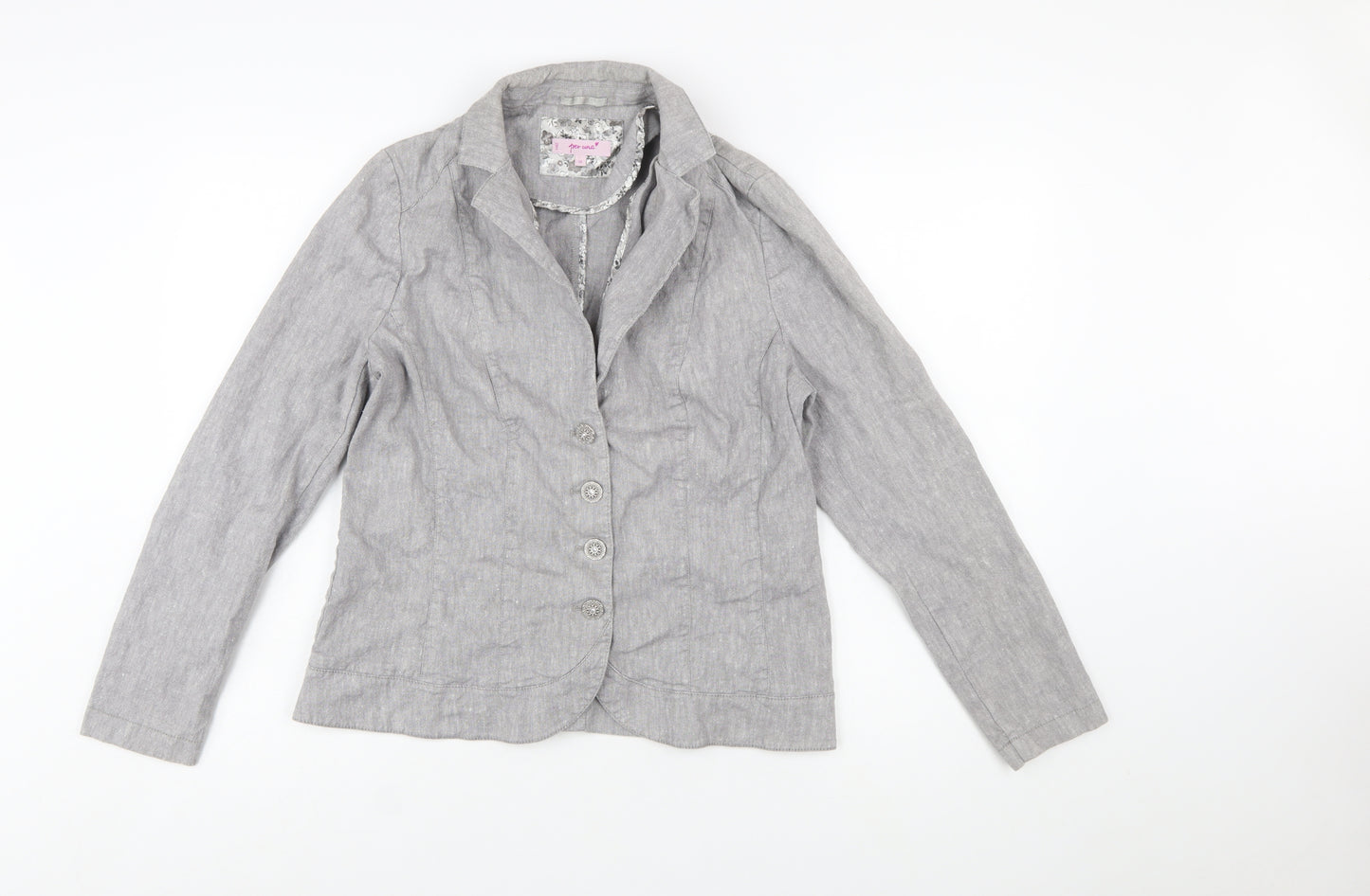 Marks and Spencer Per Una Grey Linen Blend Blazer Womens Size 16