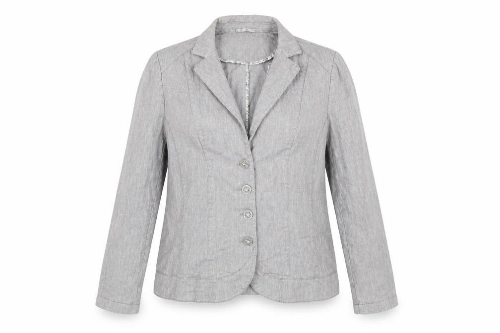 Front view of Marks & Spencer Per Una Grey Linen Blend Blazer women’s, size UK 16