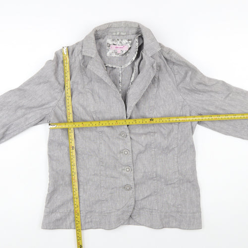 Marks and Spencer Per Una Grey Linen Blend Blazer Womens Size 16