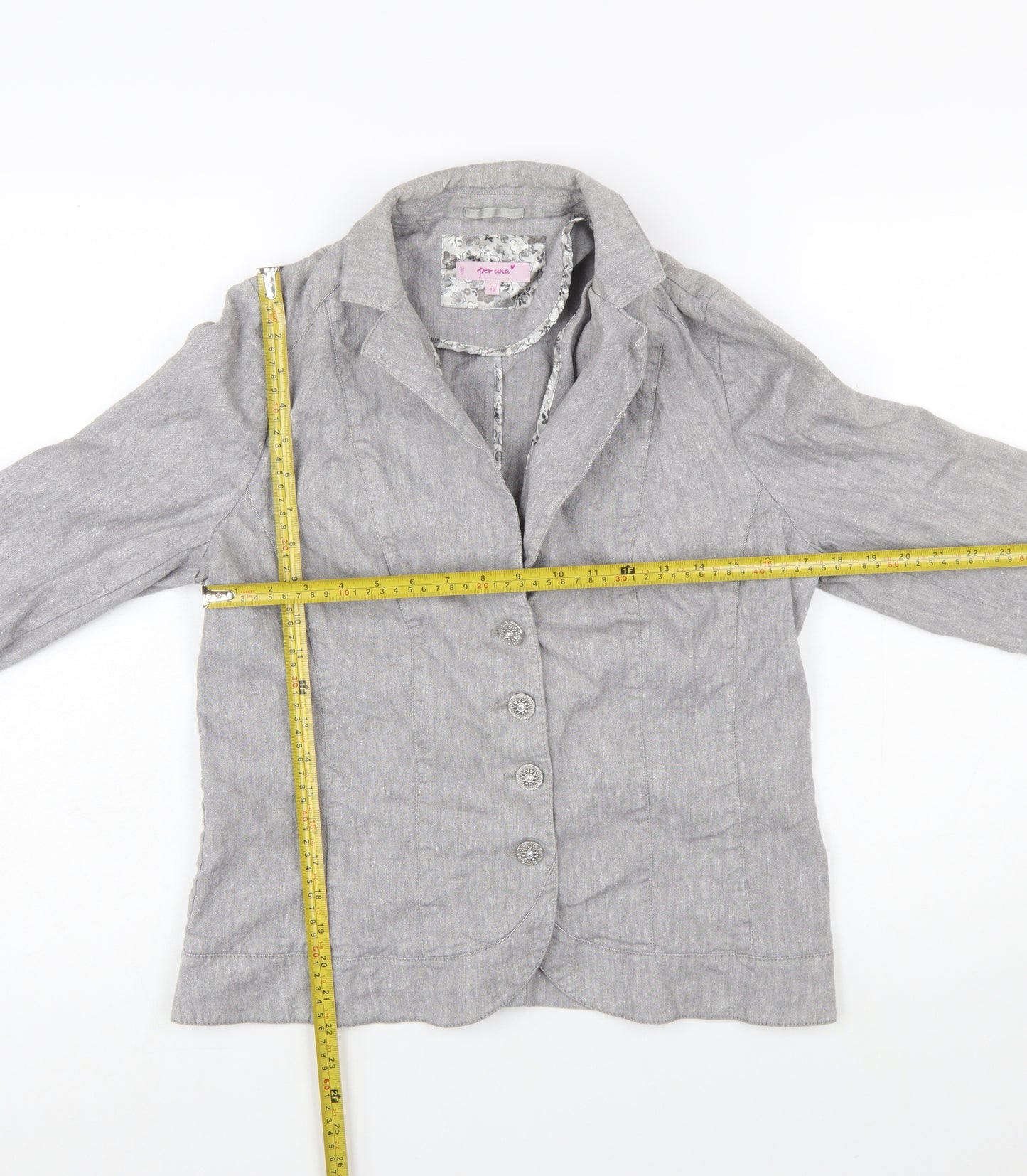 Marks and Spencer Per Una Grey Linen Blend Blazer Womens Size 16