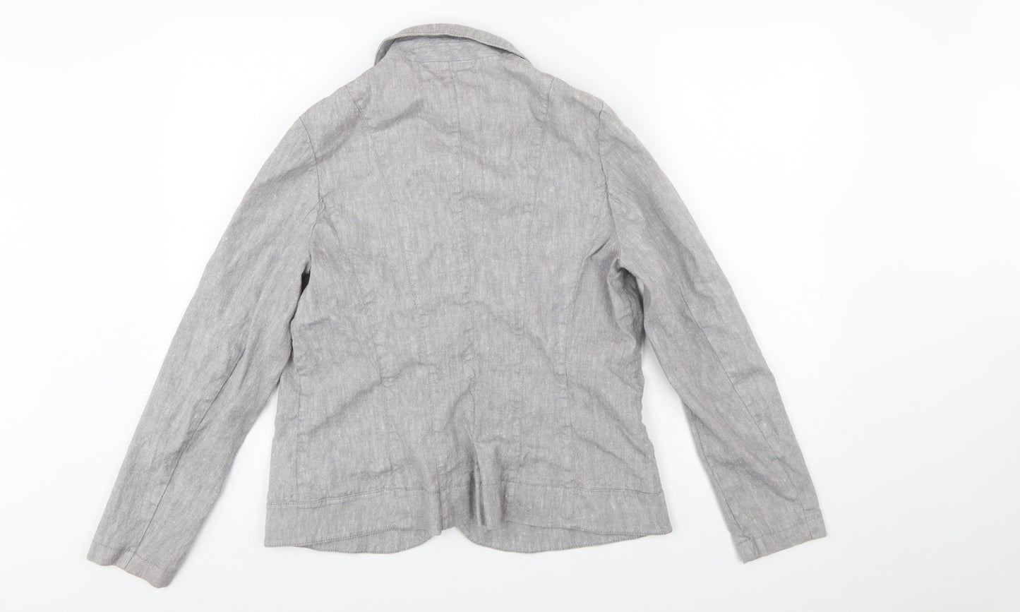 Marks and Spencer Per Una Grey Linen Blend Blazer Womens Size 16