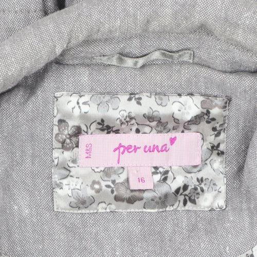Marks and Spencer Per Una Grey Linen Blend Blazer Womens Size 16