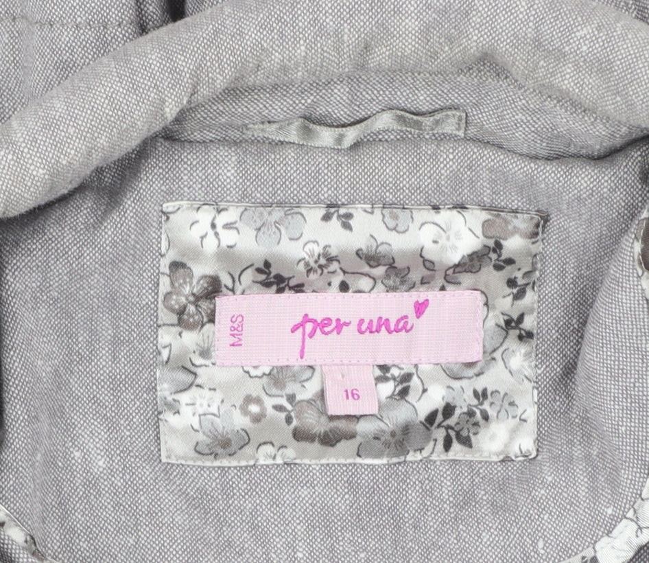 Marks and Spencer Per Una Grey Linen Blend Blazer Womens Size 16