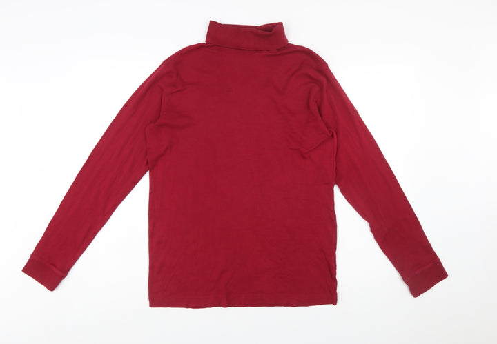 Cotton Traders Women’s Red Roll Neck Long Sleeve T-Shirt Size L