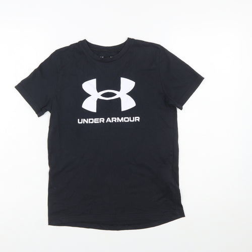 Under Armour Boys Black Graphic Logo T-Shirt Size 10-11 Years Loose Fit