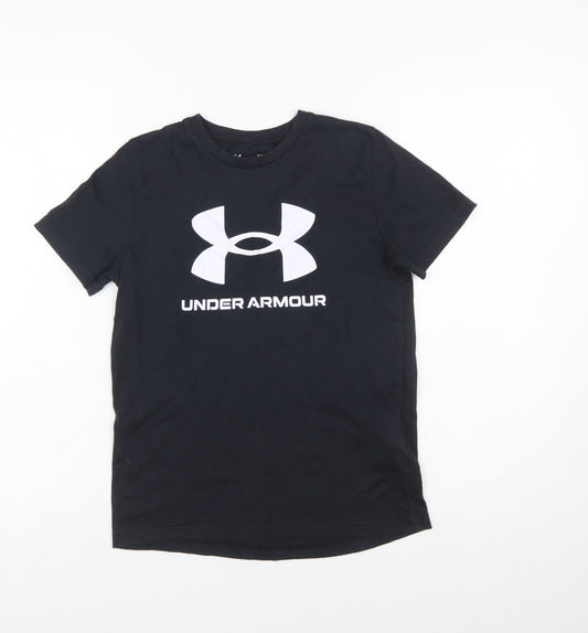 Under Armour Boys Black Graphic Logo T-Shirt Size 10-11 Years Loose Fit
