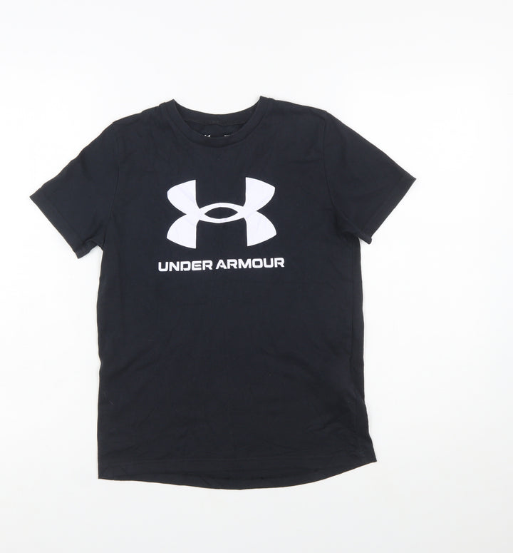 Under Armour Boys Black Graphic Logo T-Shirt Size 10-11 Years Loose Fit