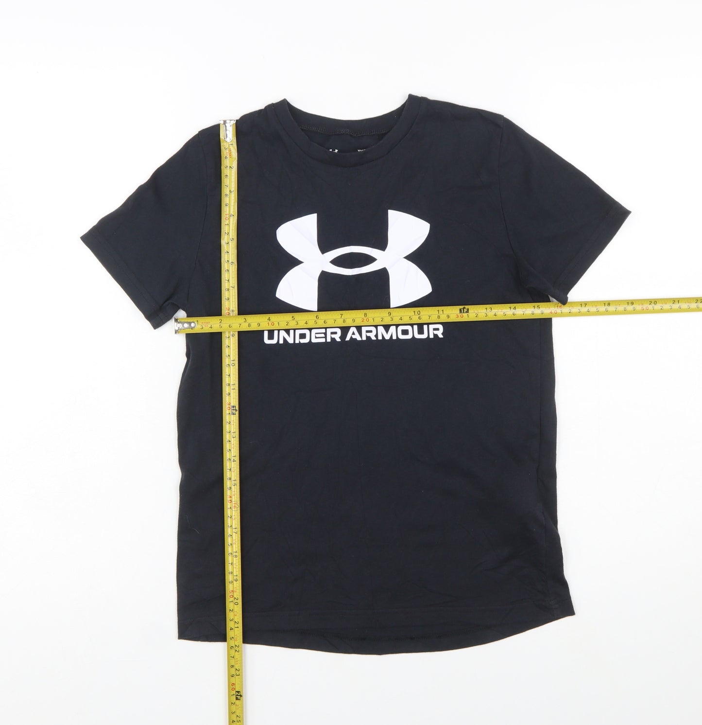 Under Armour Boys Black Graphic Logo T-Shirt Size 10-11 Years Loose Fit