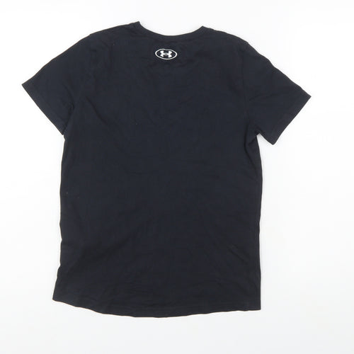 Under Armour Boys Black Graphic Logo T-Shirt Size 10-11 Years Loose Fit