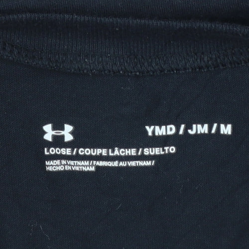 Under Armour Boys Black Graphic Logo T-Shirt Size 10-11 Years Loose Fit