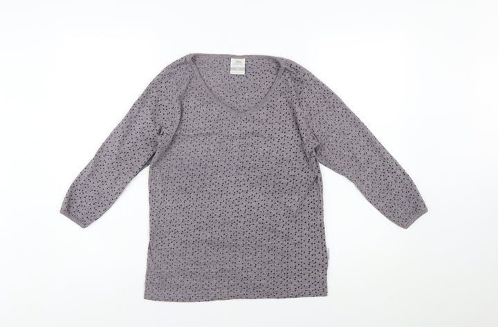 Trespass Womens Grey Polka Dot V-Neck 3/4 Sleeve Cotton Blend Top M