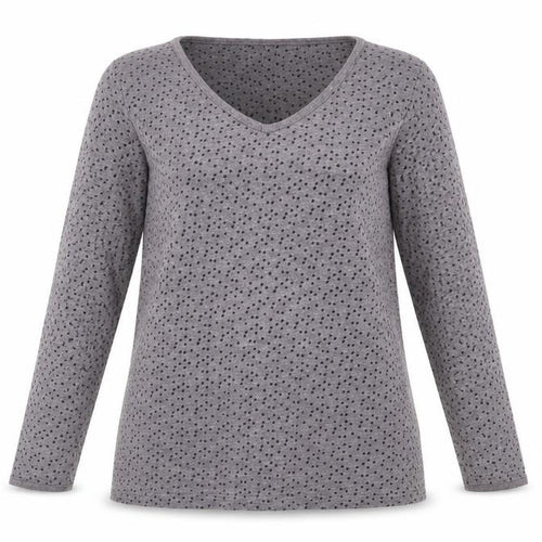 Trespass Womens Grey Polka Dot V-Neck 3/4 Sleeve Cotton Blend Top M