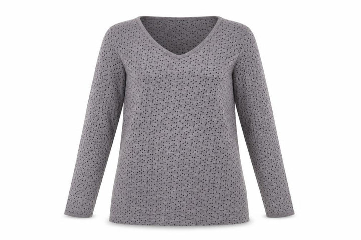 Trespass Womens Grey Polka Dot V-Neck 3/4 Sleeve Cotton Blend Top M