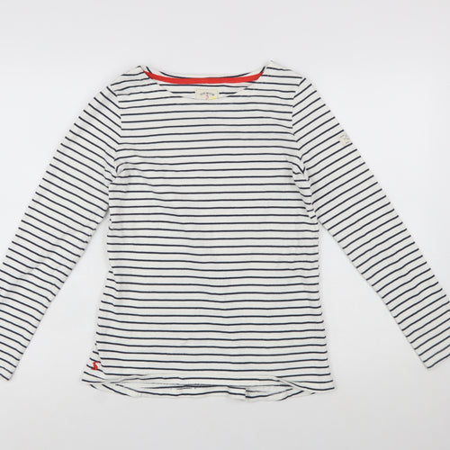Joules Women’s White Navy Striped Long Sleeve Cotton Top Size 12