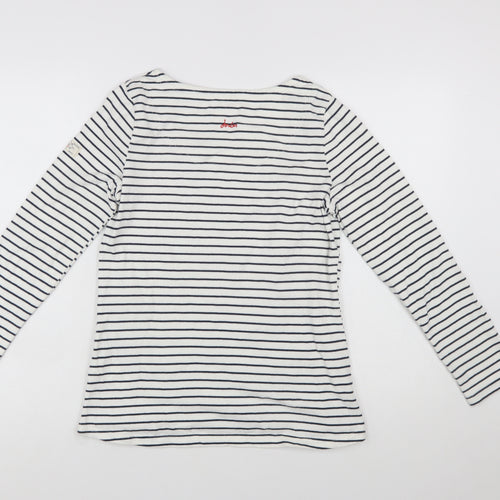 Joules Women’s White Navy Striped Long Sleeve Cotton Top Size 12