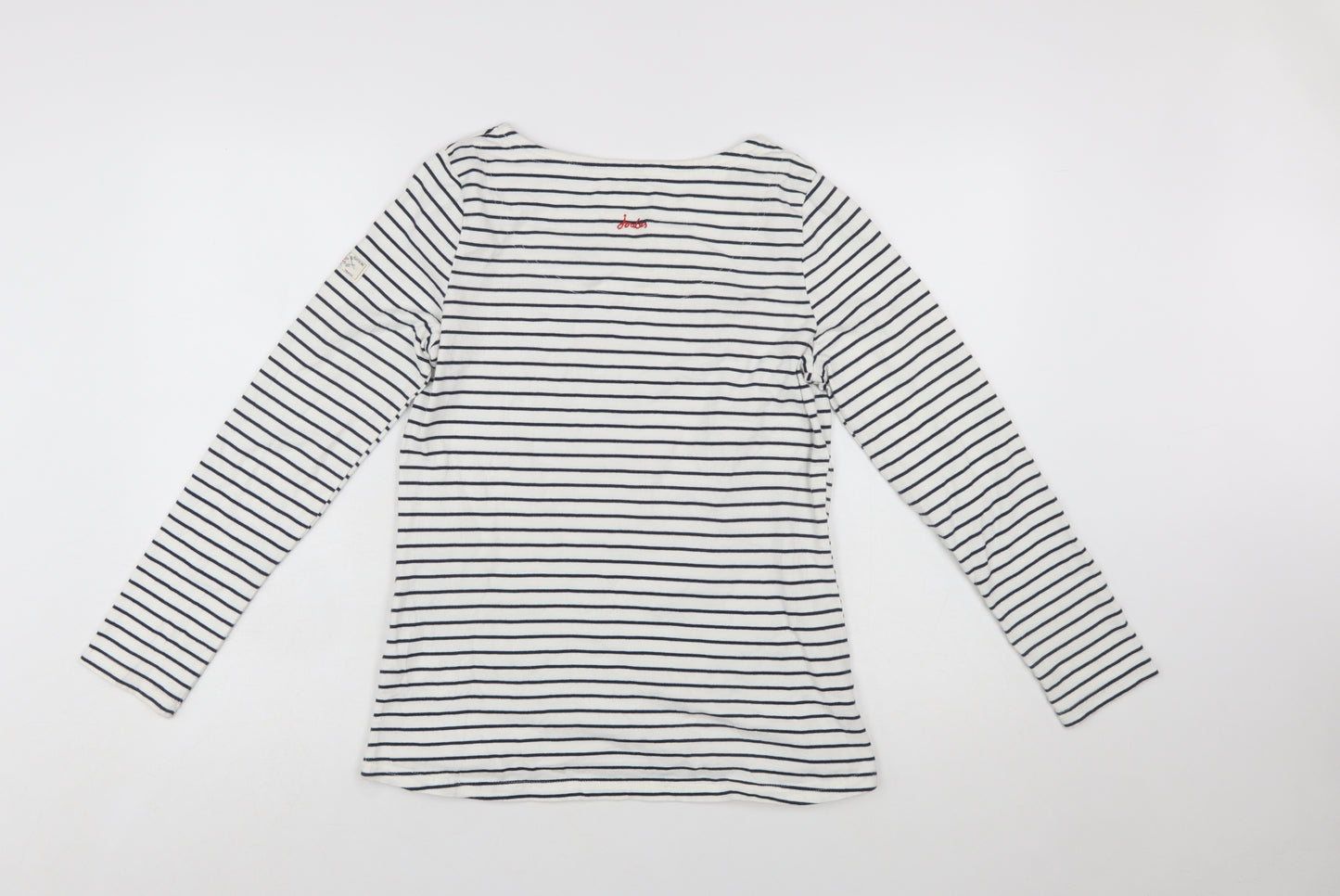 Joules Women’s White Navy Striped Long Sleeve Cotton Top Size 12