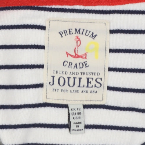 Joules Women’s White Navy Striped Long Sleeve Cotton Top Size 12