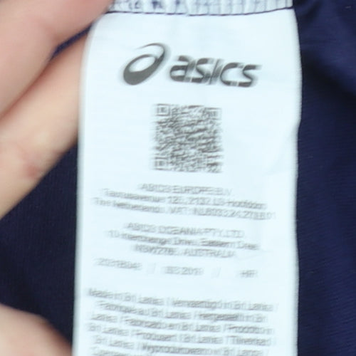 ASICS Men's Blue Graphic Print Crew Neck Cotton T-Shirt Size M