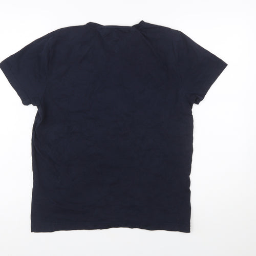 Tommy Hilfiger Men's Blue Logo Organic Cotton Crew Neck T-Shirt M