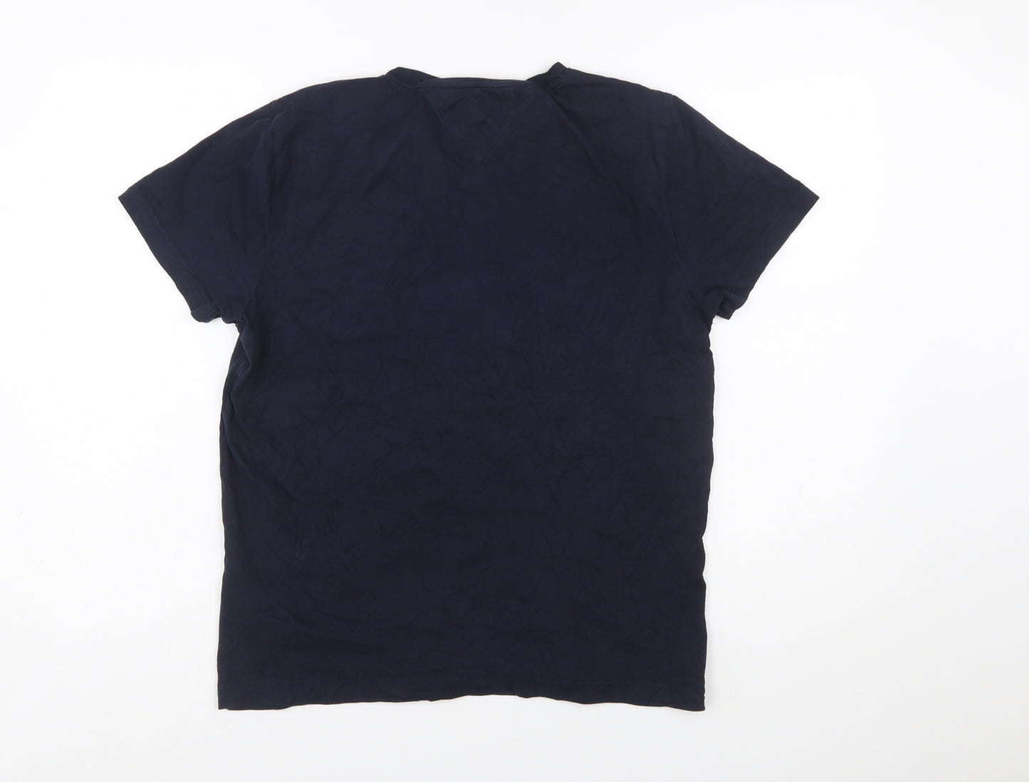 Tommy Hilfiger Men's Blue Logo Organic Cotton Crew Neck T-Shirt M