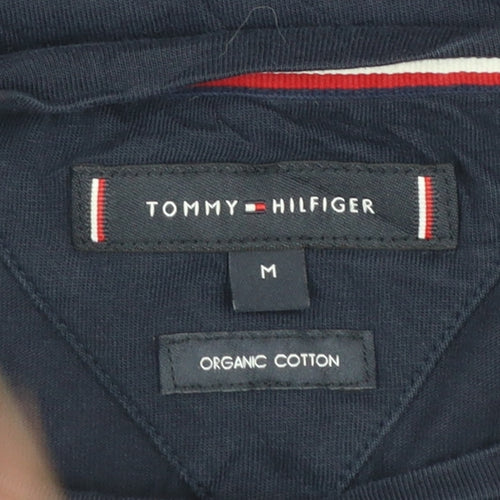Tommy Hilfiger Men's Blue Logo Organic Cotton Crew Neck T-Shirt M