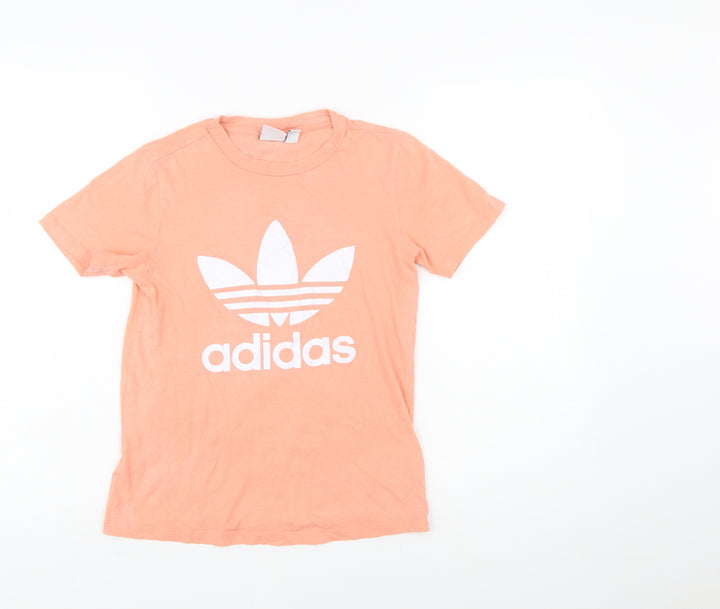 Adidas Womens Coral T-Shirt Medium Short Sleeve Crew Neck Casual Top