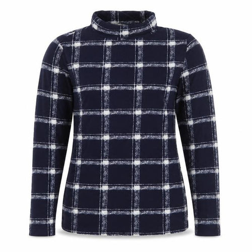 Pebble Bay Women’s Blue Check Roll Neck Long Sleeve Top Size 12