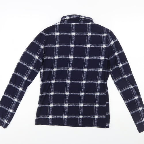 Pebble Bay Women’s Blue Check Roll Neck Long Sleeve Top Size 12