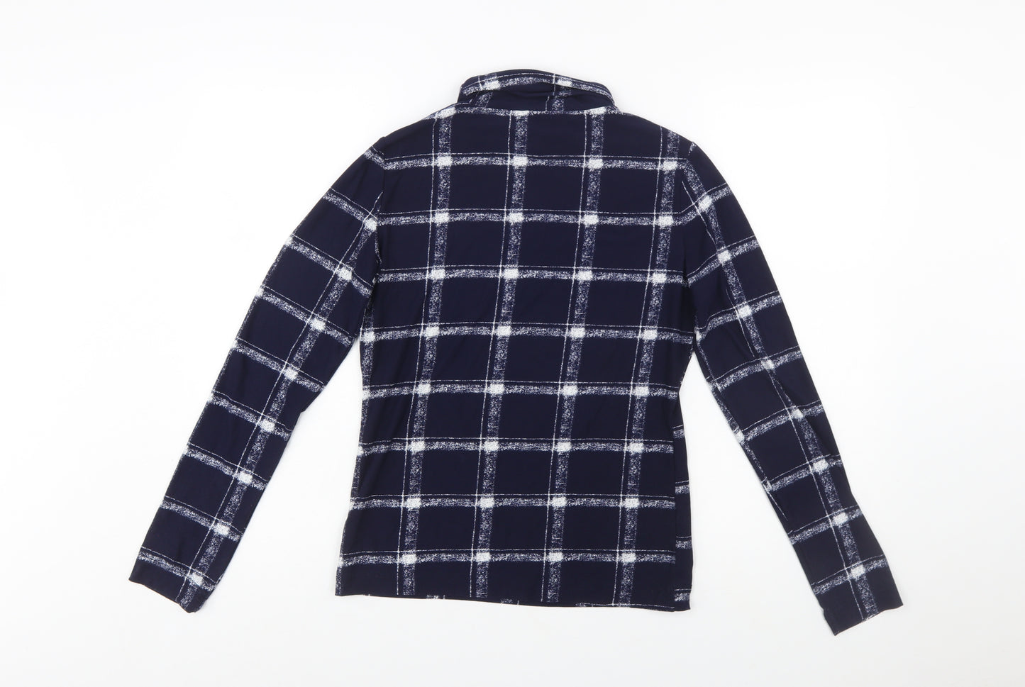Pebble Bay Women’s Blue Check Roll Neck Long Sleeve Top Size 12